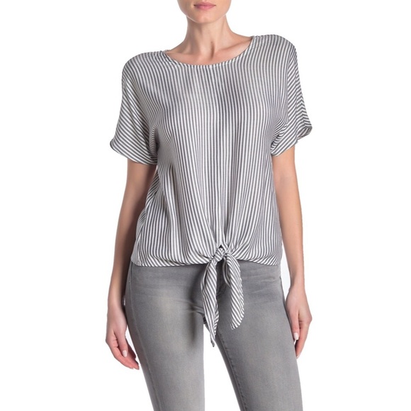 Madewell Button Back Tie Tee In Classon Stripe - Picture 2 of 8